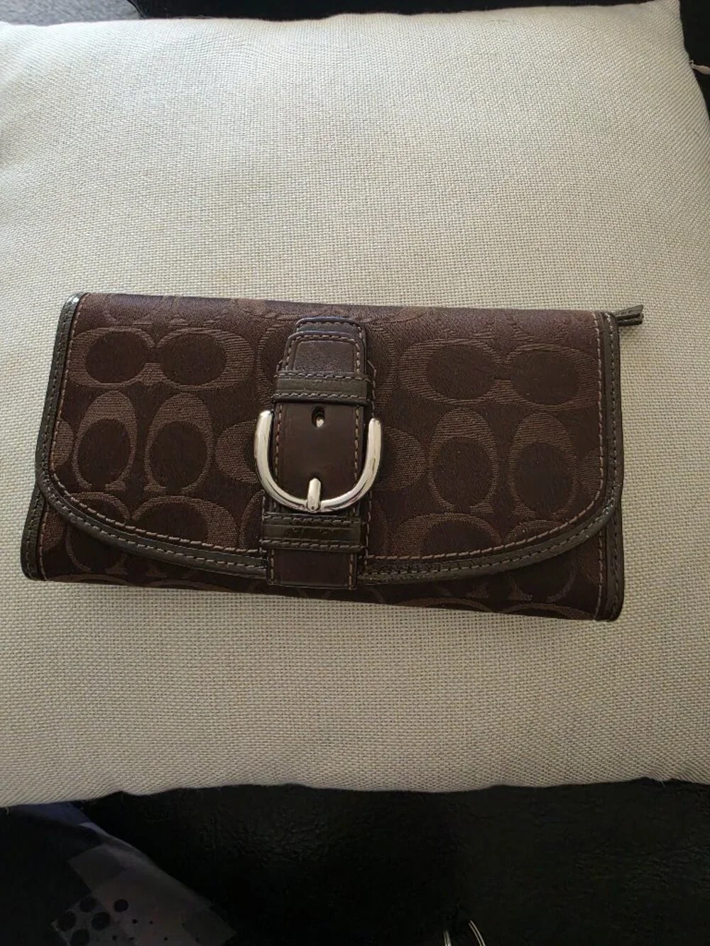 Coach Signature Brown Buckle Wallet